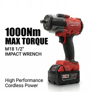 Milwaukee M18 FMTIWF12 18V Cordless Impact Wrench For Automotive And Mechanical Use With 1/2-Inch Square Drive And 1000Nm Torque