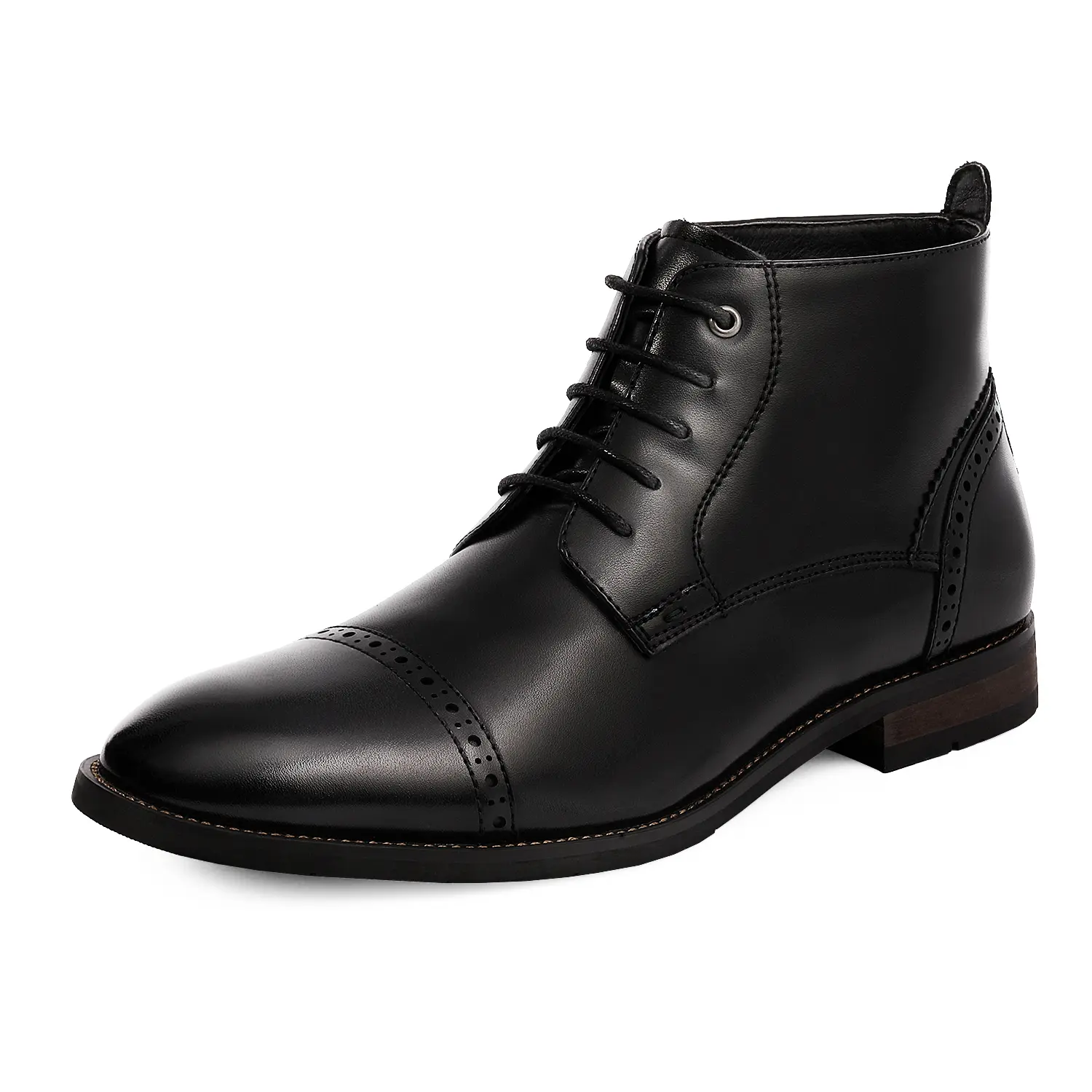 BRUNO MARC Men's Classic Cap Toe Oxford Ankle Boot Footwear - Synthetic Leather Dress Shoes with Side Zipper, Slip-Resistant Rubber Sole