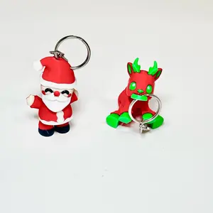 Christmas Santa or Reindeer 3D Printed Key Chains - Perfect for Holiday Gifting