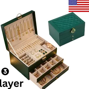 3 Layers Jewelry Box Organizer Box for Necklaces, Bracelets, Earrings, & Rings