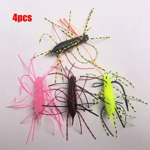 4pcs Soft Lure Fishing Bait, Bass Lure, Fly Fishing Bait, Slow Sink Tail Design, Handmade Multi-Antenna PVC Material, Freshwater Tackle