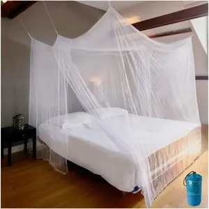 NET for Bed, Tent for Full, to Queen Size, Large Square Curtains, White Netting with 2 Openings, Easy Installation, Carry Bag, Mesh 380