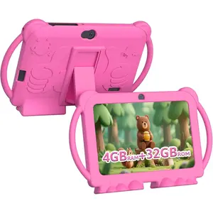 Tablet 7 inch Android 12, 4GB RAM 32GB ROM, 512GB Expandsion, with Parental Control, WiFi, Bluetooth, Dual Camera with Silicone Case, 1PCS(Pink)