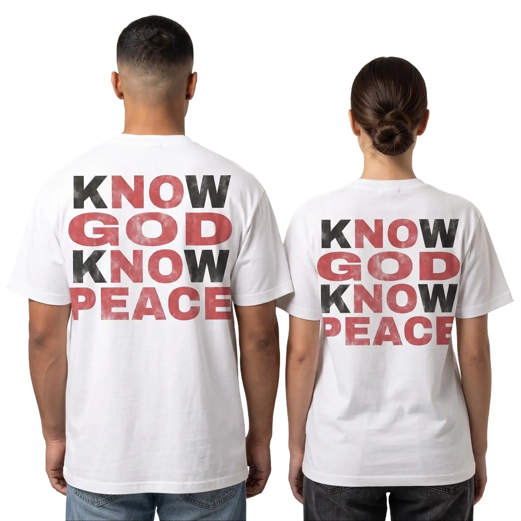 Know God Know Peace No God No Peace Inspirational T-Shirt For Man For Women Faith Based Religious Graphic Tee Casual  Crewneck Top unisex cotton knit fabric Printed Round-Neck Women's  T-Shirt