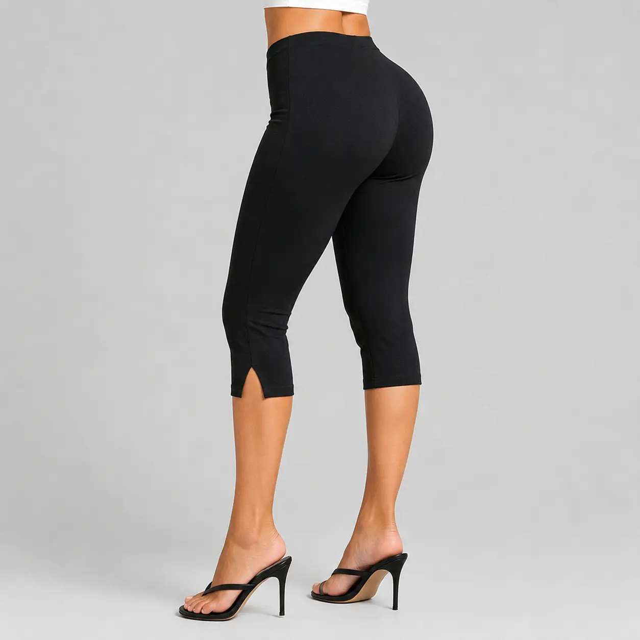 JOJOANS Women's Capri Pants Split Seven-Quarter Pants Elastic Slim Fit Casual Yoga Workout Activewear Cropped Pants For Daily Outdoor