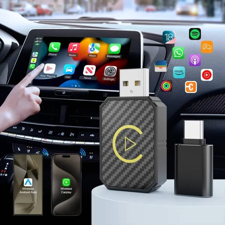 Compact Mini Automotive CarPlay Converter - Wirefree CarPlay Adapter, Bluetooth Car Adapter for iPhone, Wired-to-Wireless Car Electronics Conversion with Wireless Sync, Fast Stable No-Lag Connectivity