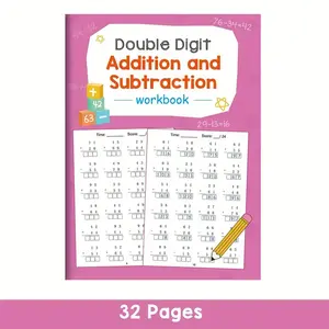 Math Practice Book, 32 Pages for Kindergarten & Grade 1, Includes Vertical Equations, Reorganization Exercises, Home Education Activities