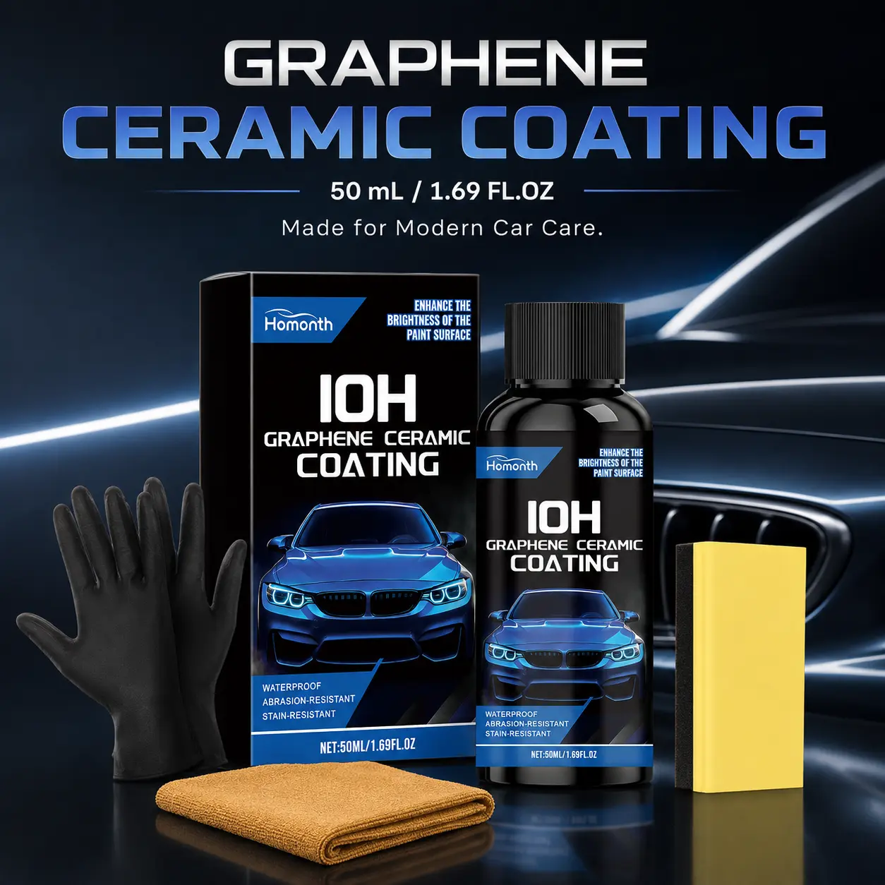 Advanced Graphene Ceramic Coating for Cars 9H Graphene Coating Crystal Serum for Auto Car Detailing 10+ Years of Long Lasting Car Protection Gloss Hydrophobicty Anti Scratch