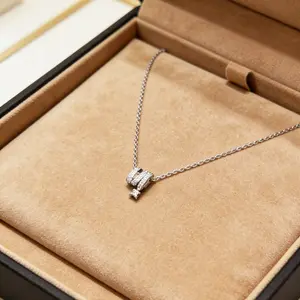 Luxury Silver Plated Cylinder Zircon Necklace - Copper, 24cm Chain, 1cm×0.5cm Pendant, 2.4g/0.08oz - Holiday Gift & Everyday Elegant Accessory