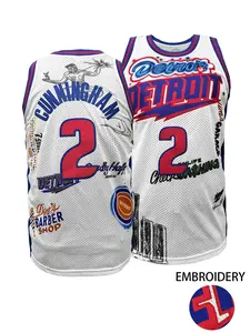 Men's Detroit #2 #10 Vintage Basketball Jersey, Sporty Jersey, Crew Neck Embroidered Pullover Vest, Breathable Soft Comfortable Fabric, Loose Fit for Outdoor Sports, Competition & Daily Casual Wear, Unisex All Seasons