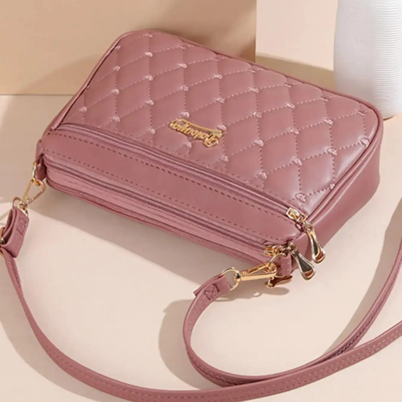 New Simple Fashion Solid Color Embroidered Crossbody Bag, Trendy Small Charming Style, Perfect for Daily Use, Stylish Accessory
