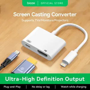 BIAZE Lightning to HDMI Adapter 1080P 60Hz with Power Delivery for iPhone 14/13/12/11 Pro Max/X/8/7 iPad Pro/Air/Mini Fast Charging & HD Video Converter High-Definition Video Adapter Screen Mirroring Cable for Monitors, TVs, and Projectors