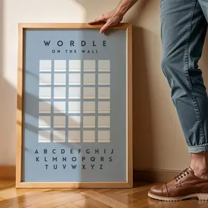 [UNFRAMED POSTER] Wordle on the Wall Blue - Cool Interactive Decor - Playable Wall Art for an Airbnb, Playroom, Office - Aesthetic Poster