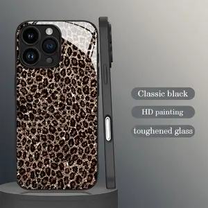 Retro-style shimmering leopard print, skin-friendly feel, glass texture, white gloss glass phone case, compatible with iPhone 17, 16, 15, 14, 13, 12, 11, Samsung and other models. Makes a great gift for friends or family.