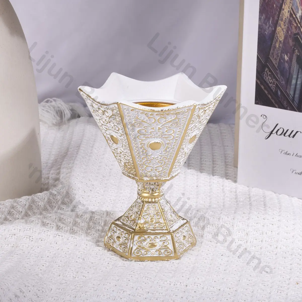 Mini Hexagon Carved Resin Incense Burner, Bakhoor Burner, Vintage Arabic Style Decorative Ornament, Home Aromatherapy Decoration
