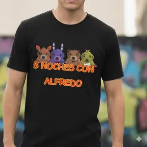 Five Nights at Freddy Birthday shirt, 5 Noches Con Alfredo Graphic Tee, Vintage 90s Bootleg Style Five Nights at Freddy's T-Shirt, Retro Five Nights at Freddy's, Gifts For Man And Women Unisex T-Shirt