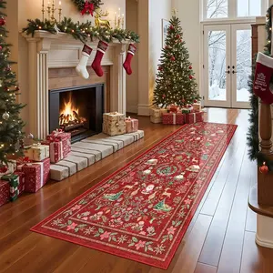 Runner rug, 1count Christmas rug, long rug, hallway rug, Christmas decorative rug, soft and comfortable non-slip area rug, machine washable and easy to clean, Christmas gift, suitable for living room, hallway, corridor, bedroom, Household Decorative Rug