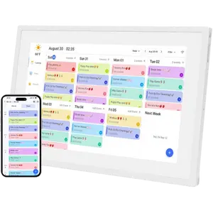 10.1" Digital Calendar Meal Planner Duty Chart To Do List HD Smart Touch Screen Home Interactive Smart Electron Calender with Built-in Digital Photo Frame Function White