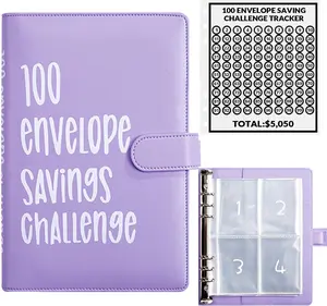 100 Envelopes Money Saving Challenge, Savings Challenges Book with Envelopes & Challenge Tracker, Motivational Process to Save $5050, Money Saving Binder 100 Pocket Pre-numbered