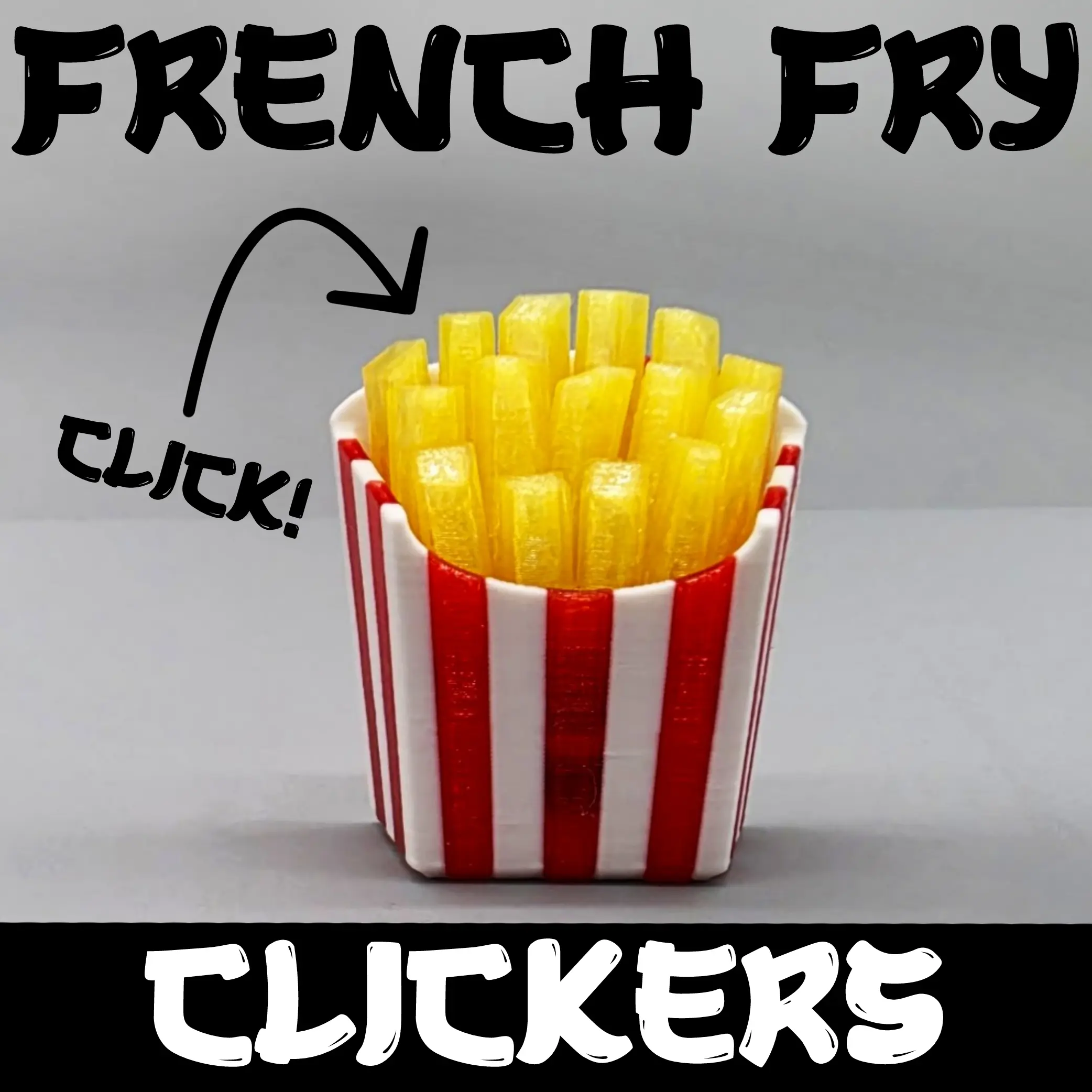 French Fry Clicker - 3D Printed Multicolor Fun Desk Fidget, Food Click, Summer Vibes, Food Fidget, ADHD Fidget, Satisfying Snap and Texture