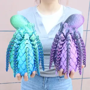 3D Printed Octopus & Egg Statue, 1 Set Colorful Octopus & Egg Ornament, Cute Animal Design, Home Decor Animal Decorations for Living Room, Office, Desktop, Entrance, Figurines