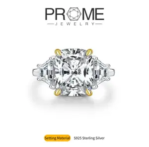 (SR175)S925 Sterling Silver Minimalist Square Rings 6CT 5A Cubic Zirconia Hand-Set Hypoallergenic & Versatile Perfect Gift Gift for Women Everyday Elegance