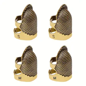 Adjustable Metal 4pcs Sewing Thimble - Finger Protector Shield for Quilting Accessories