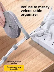 5M*2 Data cable storage organizer, Velcro tie, computer cable bundling belt, desktop wire routing fixation strap