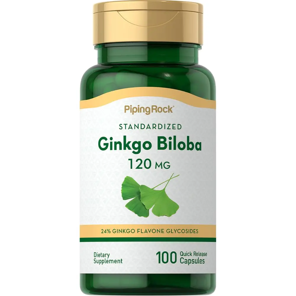 Piping Rock Ginkgo Biloba Supplements 120mg | 100 Capsules | Standardized Extract | Non-GMO, Gluten Free