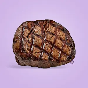Grilled Steak Custom Shape Pillow - Soft Huggable Plush Fabric Vibrant Detailed Print Perfect for Any Space Gift Ready Fun Quirky Design