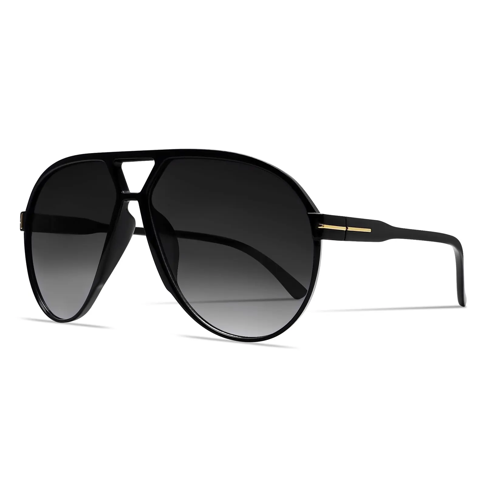 Unisex Retro Aviator Sunglasses, Oversized 70s Vintage Trendy Aviator Shape, Full Rim Polycarbonate Lenses, Suitable for Casual Wear