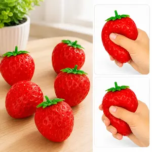 Strawberry Squeeze Toys, Soft-Bounce Fruit Squishies for Stress Relief, Squishy Stress Ball, Fun Sensory Squeeze Balls and Holiday Party Gifts, Interactive Home Decor