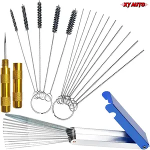 13 Wires + 10 Needles + 5 Brushes + 1 Pick Carburetor Cleaning Kit, Premium Torch Tip Cleaner for Carbons Dirt Jet Remove, Fit Auto Motorcycles ATV Welder Lawn Equipment