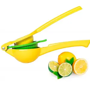 Kitchen Metal 2-in-1 Lemon Squeezer - Sturdy Max Extraction Hand Juicer Lemon Squeezer Gets Every Last Drop - Easy to Clean Manual Citrus Juicer - Easy-Use Lemon Juicer Squeezer - Yellow/Green