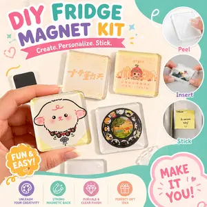 New 20 Pack Clear Acrylic Fridge Magnets DIY Kit,2-inch round edge,Square Magnetic Photo Frames with Self Adhesive Backing,Custom Picture Magnets for Refrigerator,Crafts,Kitchen,Classroom & Office Decor,Home decoration,Easy Handmade Gift for Kids & Adults