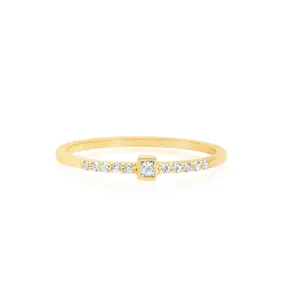 14k Princess cut and Round Diamond Stacking Ring