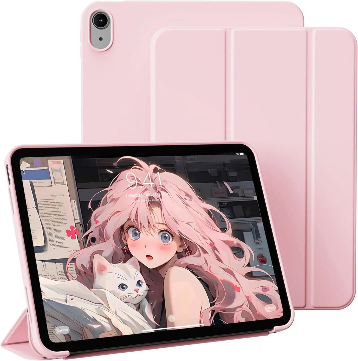 Slim Lightweight Trifold Stand Tablet Cover with Soft TPU Back, Auto Sleep/Wake, Touch ID Support, No Pencil Holder, with Sensor for iPad A16 11in (2025)/10th Gen 10.9in Tablet Accessories, Ipad Users
