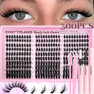 Natural Anime Cosplay False High Quality Eyelashes Set, 300pcs Soft Fine Fairy Lash Extensions, CC Curve 10-16mm, Single Root Lashes