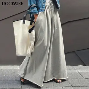 UOOZEE women's loose solid color pants - the trouser legs have no edge banding design, simple and comfortable, no sense of restraint, suitable for daily casual wear, home, casual loose women's clothing bottoms