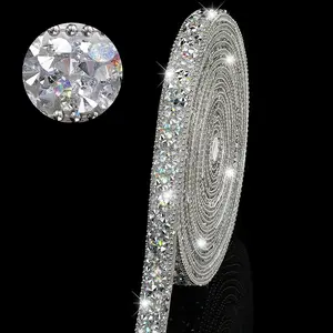 Resin Sparkling Rhinestone Strip for Wedding DIY Crafts, Self-Adhesive Decorative Tape for Shoes Hats Bags, Long Resin Water Drill Belt, Glitter Trim Ribbon