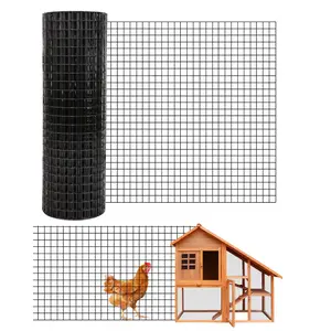 Heavy-Duty 19 Gauge 1/2" Mesh Galvanized & Black Vinyl Coated Hardware Cloth Garden Trellis – Welded Wire Fence Roll for Plant Support, Poultry, Rabbit, Aviary, and Nursery Beds