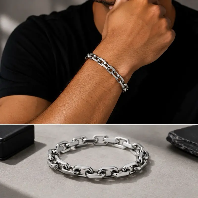 Silver  Bracelet  waterproof for men
