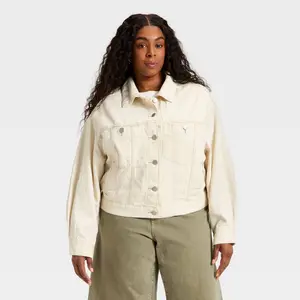 Women's Relaxed Trucker Denim Jacket - Universal Thread Off-White 3X