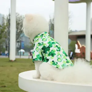 Clover Print Pet Shirt, Cute Pet Clothes for Small Medium Dogs Kitten Cats Pets, Pet Supplies for St Patrick's Day Costume
