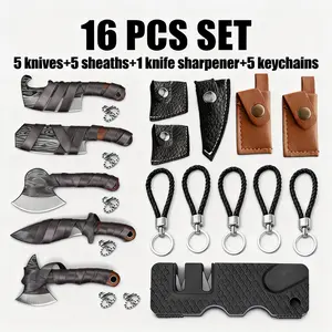 16 PCS Mini Damascus Pattern Tool Set - Cluster Peaks Series, Collectible Model for Display