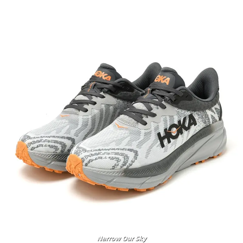 Brand New Original Box Unisex Grey Orange Gradient Mesh Trail Running Shoes Ultra Thick Cushion Non Slip Breathable Walking Gym Athletic Sneakers US Sizes 5-12