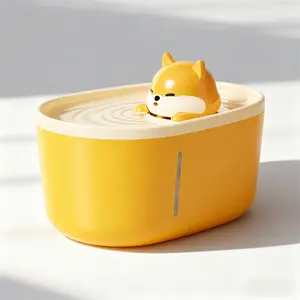 Cat Water Fountain, 74oz/2.2L Pet Fountain, Automatic Dog Water Dispenser with 6 Extra Carbon Filters, Ultra Silent Drinking Fountain with Led Light for Cats, Dogs, Multiple Pets (Yellow) dispenser water bowl smart Water Fountain with Filtration healthy