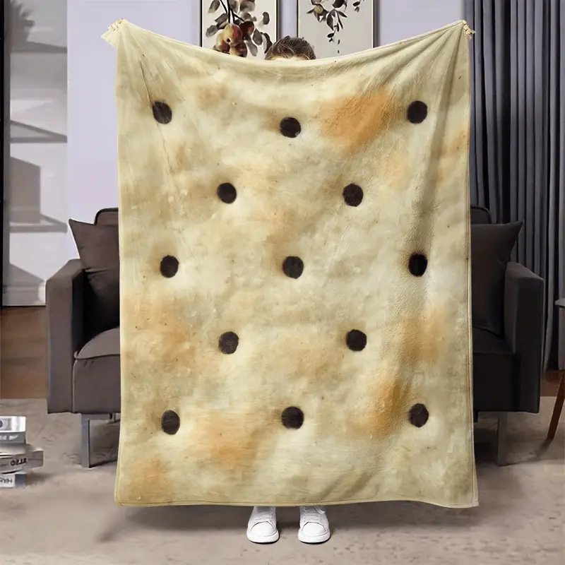 Contemporary Style Compressed Cracker Print Fleece Blanket: Soft and Warm, Suitable for All Seasons - Perfect for Naps, Sofas, Offices, Camping, and as a Versatile Gift Blanket