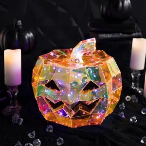 Halloween Multicolor Prismatic Jack-O'-Lantern Light-Up LED Light, 11 3/4"