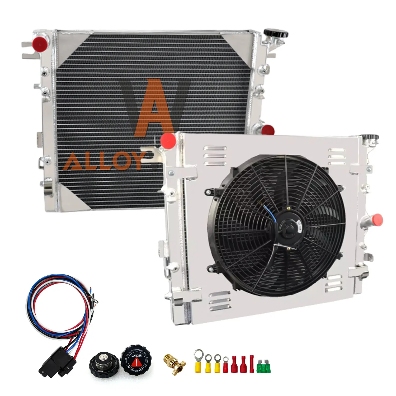 Alloyworks 3 Row Aluminum Radiator Shroud Fan For 2007-2018 Jeep Wrangler JK 3.6L 3.8L V6